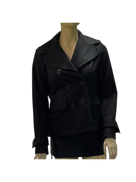 Guess Jackets & Blazers - Guess Women's Black Double-Breasted Peacoat Wool Blend Size S